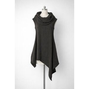 Bryn‎ Walker Size Small Linen Cowl Neck Asymmetrical Dress Tunic Brown Lagenlook